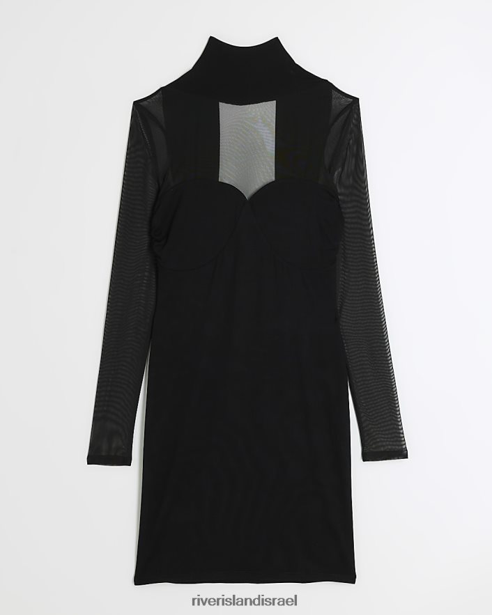 לבוש River Island שמלת מיני bodycon פרט רשת שָׁחוֹר נשים BDZ4083914