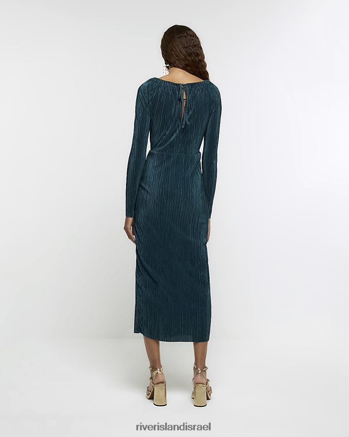 לבוש River Island שמלת מידי מרופטת של bodycon ירוק נשים BDZ4083917