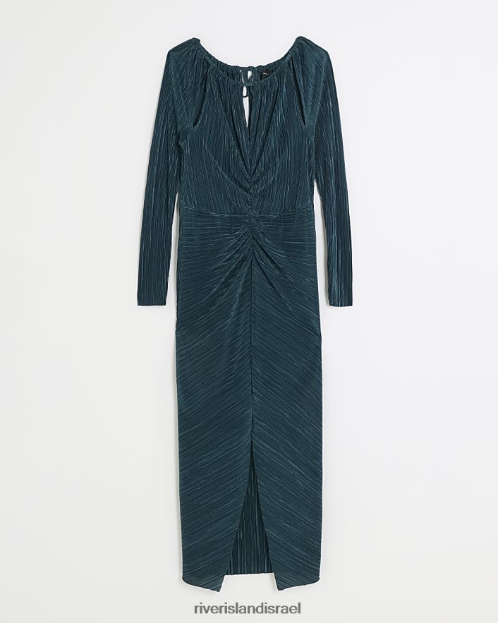 לבוש River Island שמלת מידי מרופטת של bodycon ירוק נשים BDZ4083917