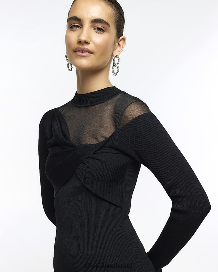 לבוש River Island שמלת מיני bodycon עם פרט דק שָׁחוֹר נשים BDZ4083920