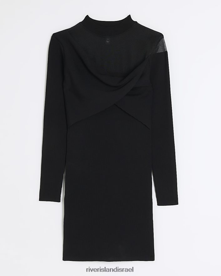 לבוש River Island שמלת מיני bodycon עם פרט דק שָׁחוֹר נשים BDZ4083920