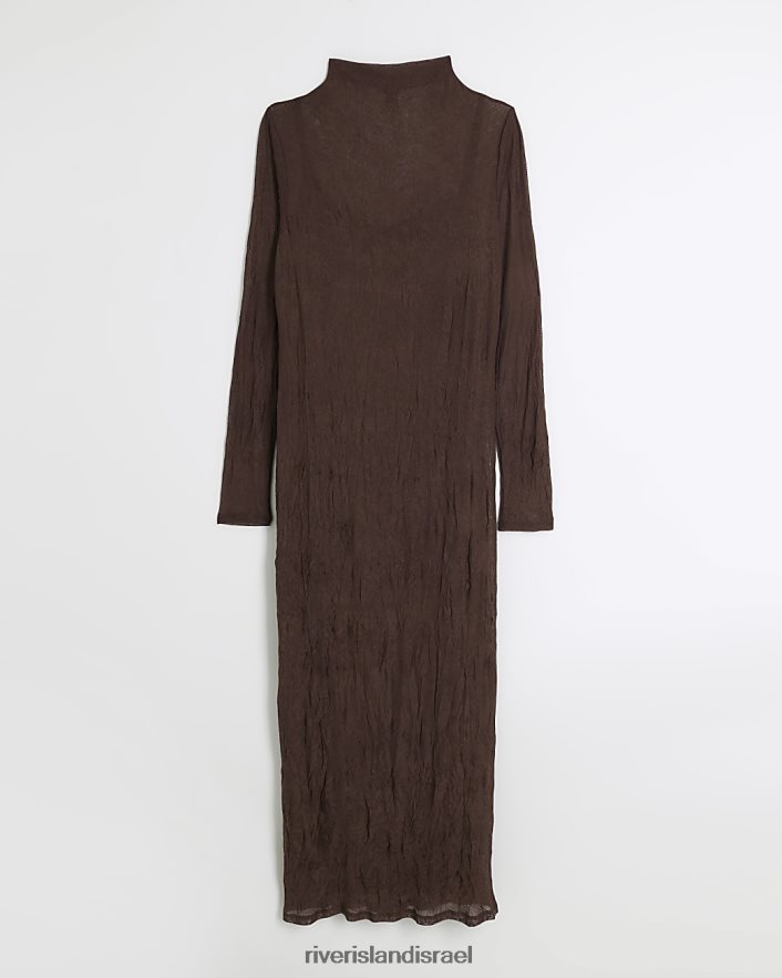 לבוש River Island שמלת מקסי רשת bodycon חום נשים BDZ4084208