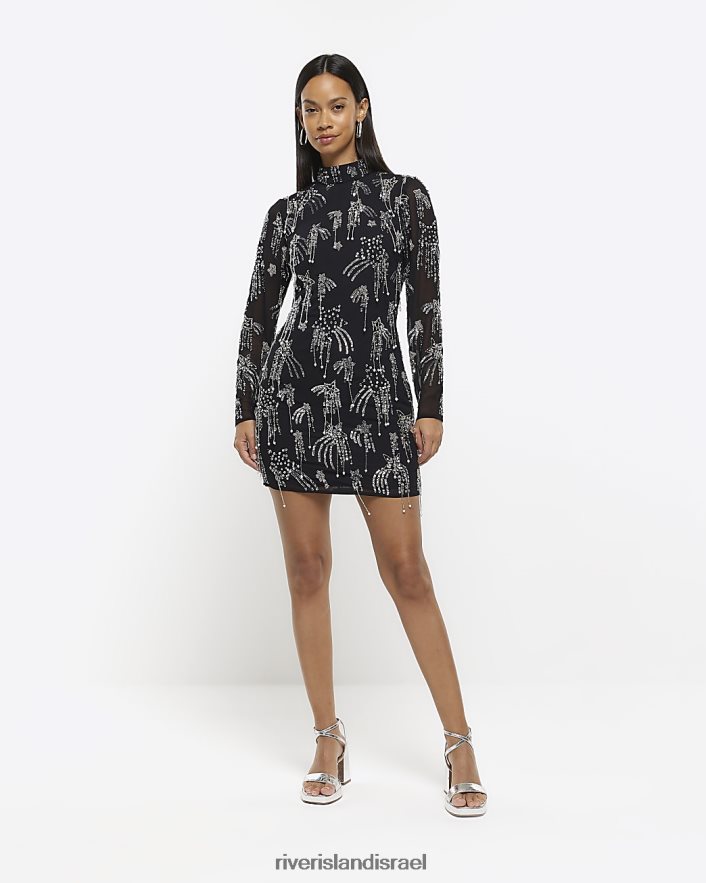 לבוש River Island שמלת מיני כוכב קישוט bodycon שָׁחוֹר נשים BDZ4084212