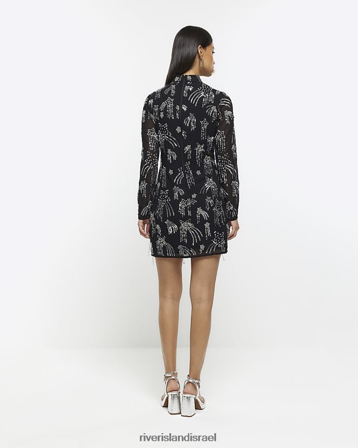 לבוש River Island שמלת מיני כוכב קישוט bodycon שָׁחוֹר נשים BDZ4084212