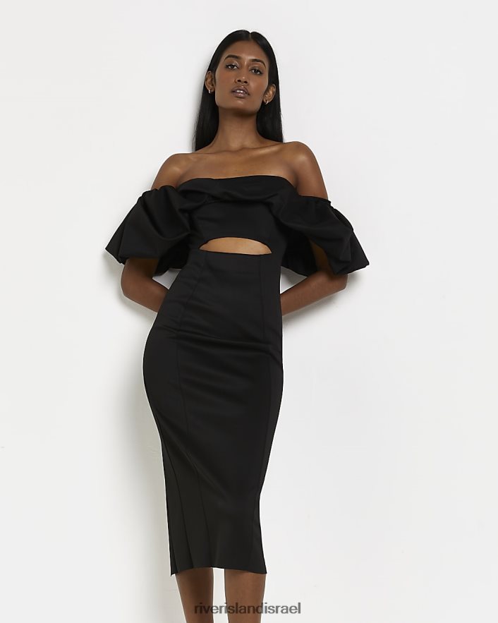 לבוש River Island שמלת מידי של ברדו bodycon שָׁחוֹר נשים BDZ408451