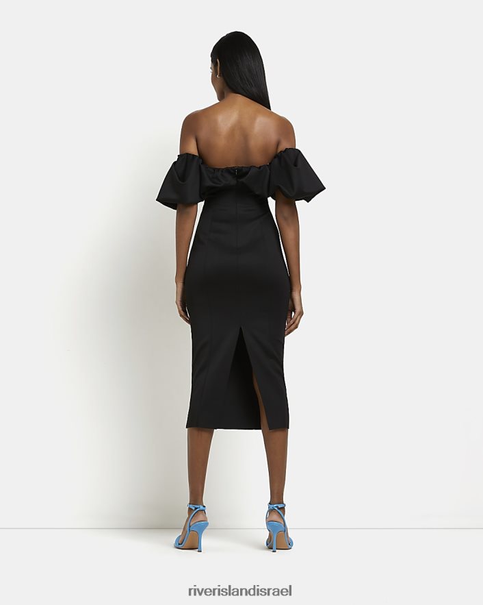 לבוש River Island שמלת מידי של ברדו bodycon שָׁחוֹר נשים BDZ408451