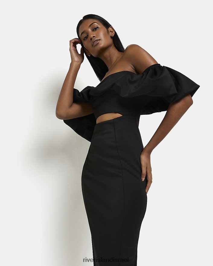 לבוש River Island שמלת מידי של ברדו bodycon שָׁחוֹר נשים BDZ408451