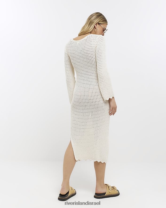 לבוש River Island שמלת מידי סרוגה bodycon לבן נשים BDZ4084822