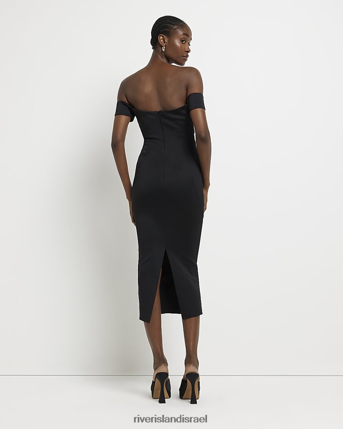 לבוש River Island שמלת מידי של ברדו bodycon שָׁחוֹר נשים BDZ4084918