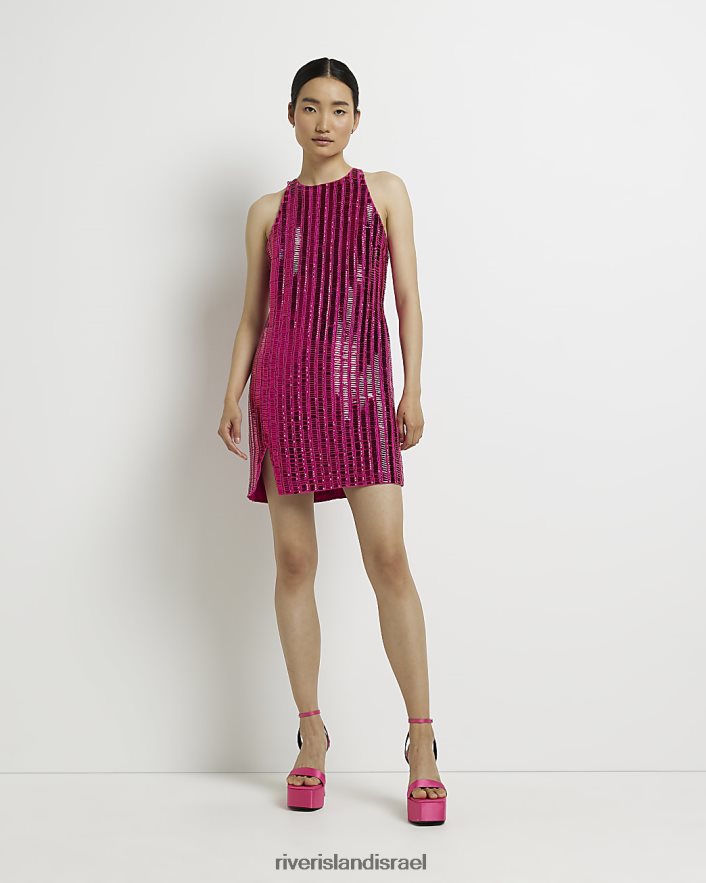 לבוש River Island שמלת מיני bodycon נצנצים וָרוֹד נשים BDZ4084934