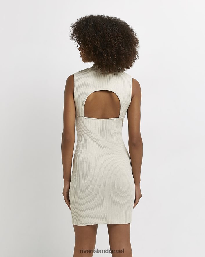 לבוש River Island שמלת מיני bodycon חתוכה קרם נשים BDZ4085054