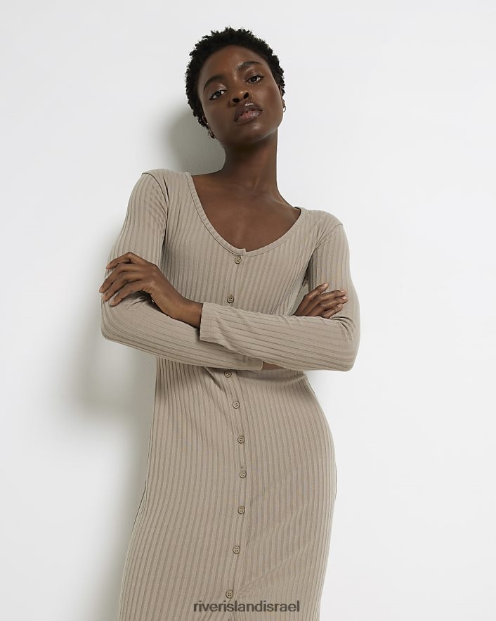 לבוש River Island שמלת מידי של bodycon בז' נשים BDZ4085064