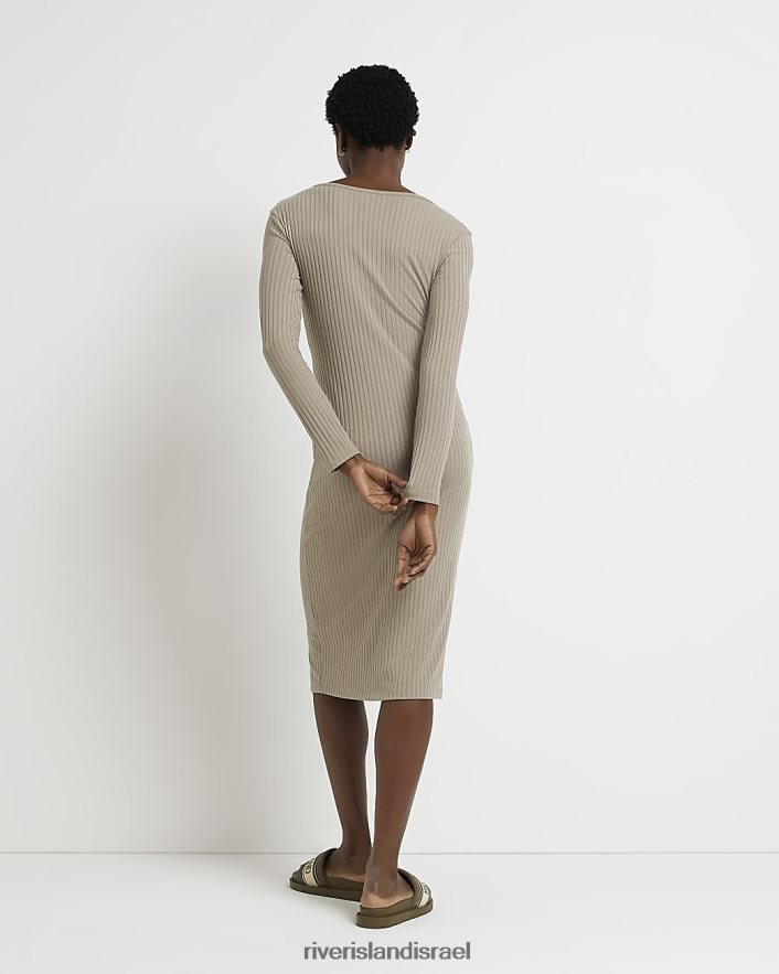 לבוש River Island שמלת מידי של bodycon בז' נשים BDZ4085064