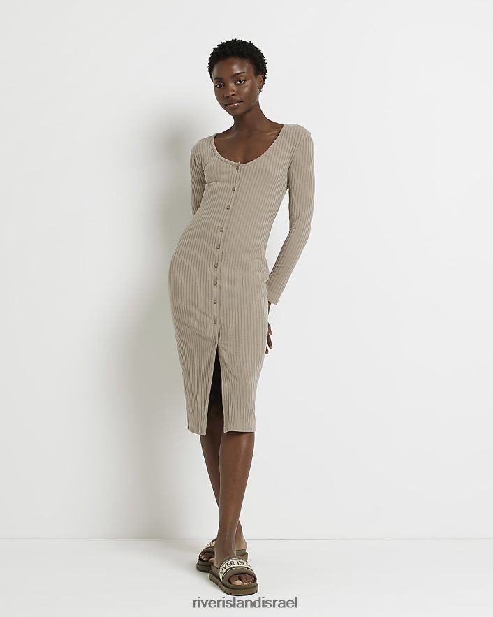 לבוש River Island שמלת מידי של bodycon בז' נשים BDZ4085064