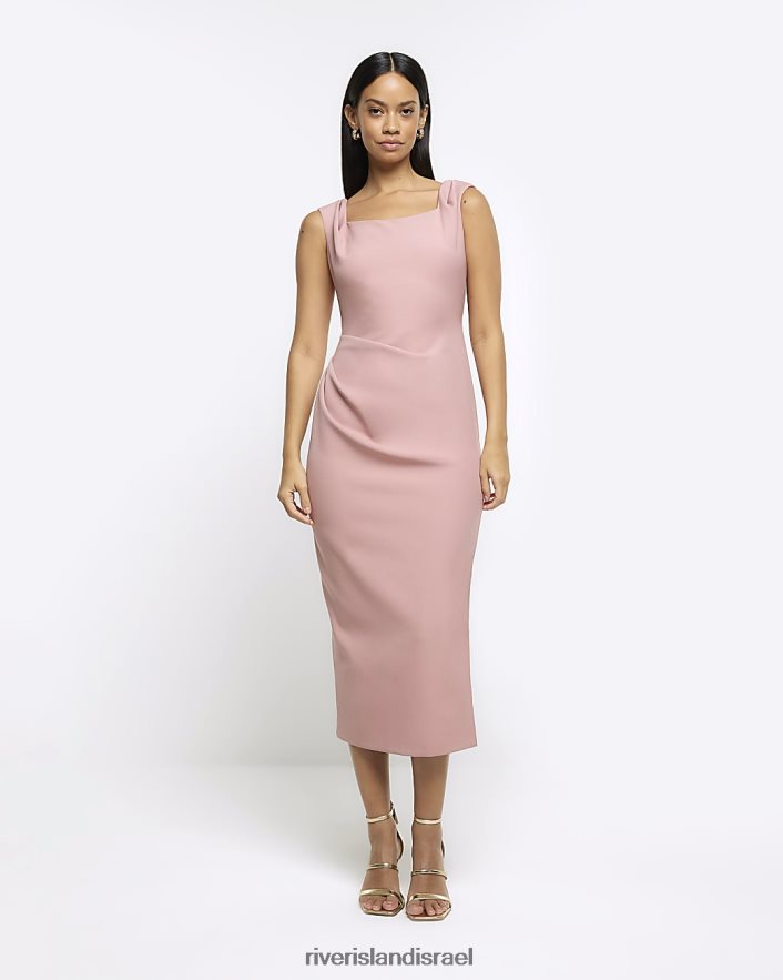 לבוש River Island שמלת מידי מרופטת של bodycon וָרוֹד נשים BDZ408555