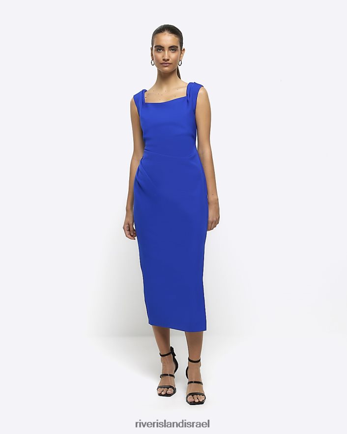 לבוש River Island שמלת מידי מרופטת של bodycon כְּחוֹל נשים BDZ408557