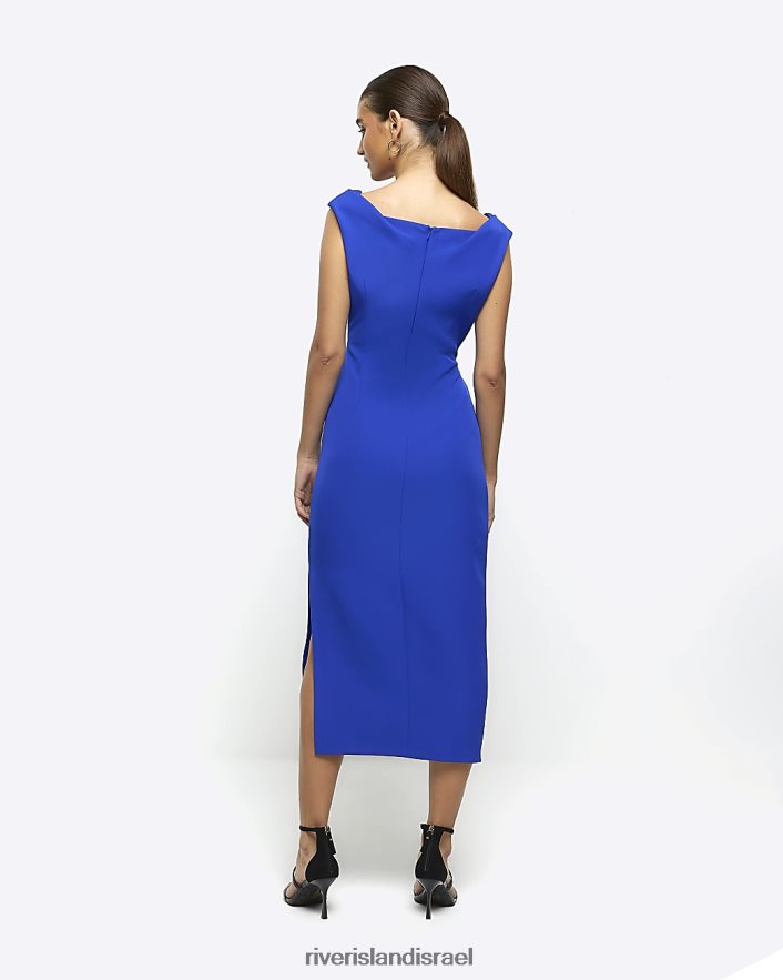 לבוש River Island שמלת מידי מרופטת של bodycon כְּחוֹל נשים BDZ408557