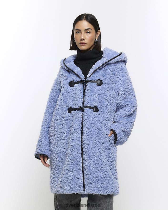 לבוש River Island מעיל דאפל של borg כְּחוֹל נשים BDZ408411