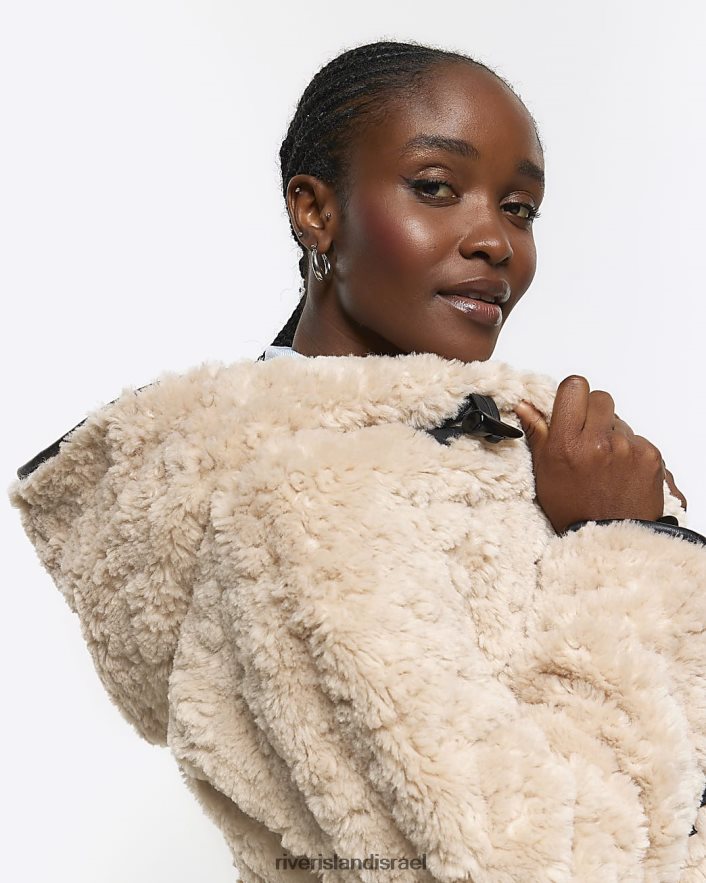 לבוש River Island מעיל דאפל של borg חום נשים BDZ408412