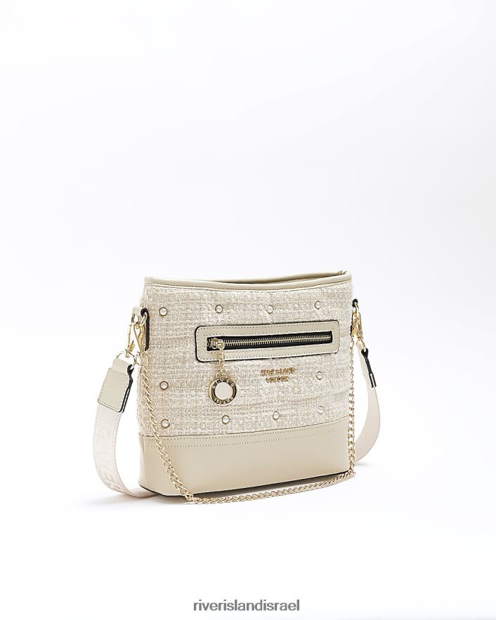 אביזרים River Island תיק קרוס גוף עם פנינת boucle קרם נשים BDZ4081250