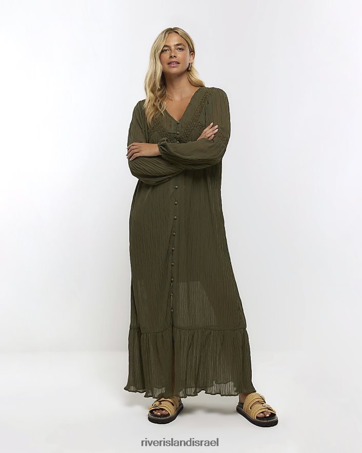 לבוש River Island שמלת מקסי חלוק עם פרט broderie חָקִי נשים BDZ4084506