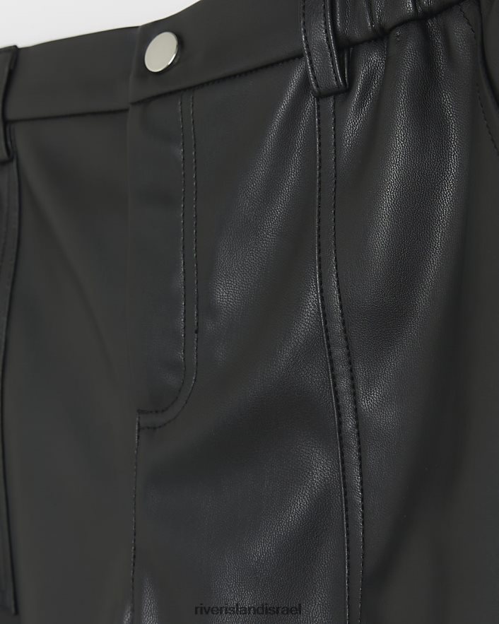 לבוש River Island מכנסי cargo מעור מלאכותי שָׁחוֹר בנות BDZ4086156