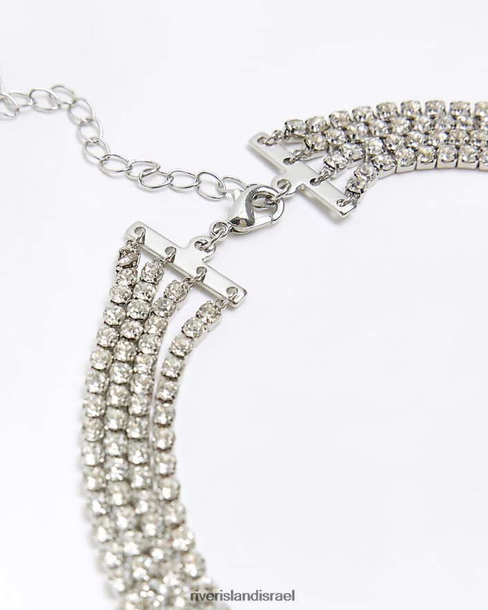 אביזרים River Island choker שרשרת ריינסטון כסף נשים BDZ4084789
