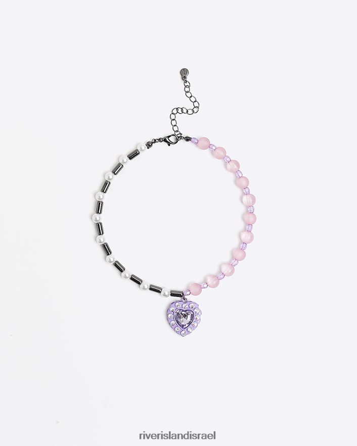 אביזרים River Island שרשרת choker לב חרוזים וָרוֹד בנות BDZ4086409