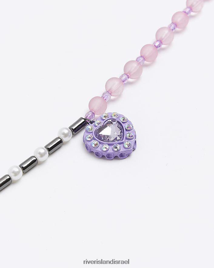 אביזרים River Island שרשרת choker לב חרוזים וָרוֹד בנות BDZ4086409