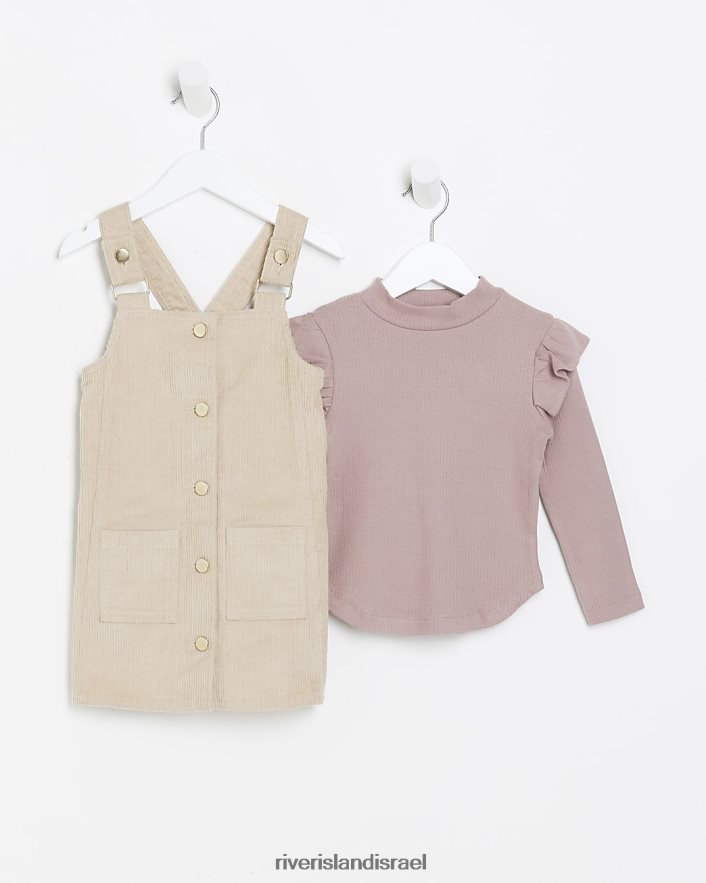 לבוש River Island סט שמלות מ"ג cord pinafore בז' בנות BDZ4086606