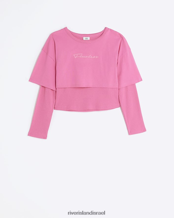 לבוש River Island g רקום 2 ב-1 חלק עליון וָרוֹד בנות BDZ4086317