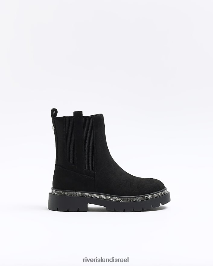 הַנעָלָה River Island g זמש מגפי עיטור יהלומים שָׁחוֹר בנות BDZ4083176
