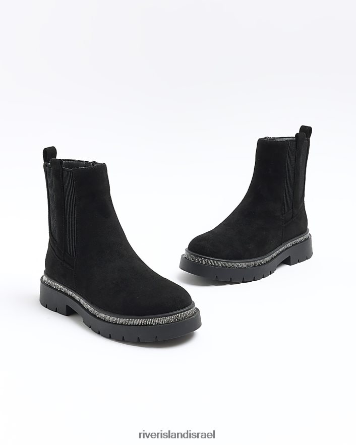 הַנעָלָה River Island g זמש מגפי עיטור יהלומים שָׁחוֹר בנות BDZ4083176