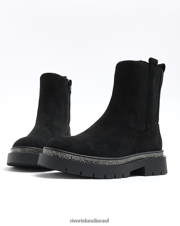הַנעָלָה River Island g זמש מגפי עיטור יהלומים שָׁחוֹר בנות BDZ4083176