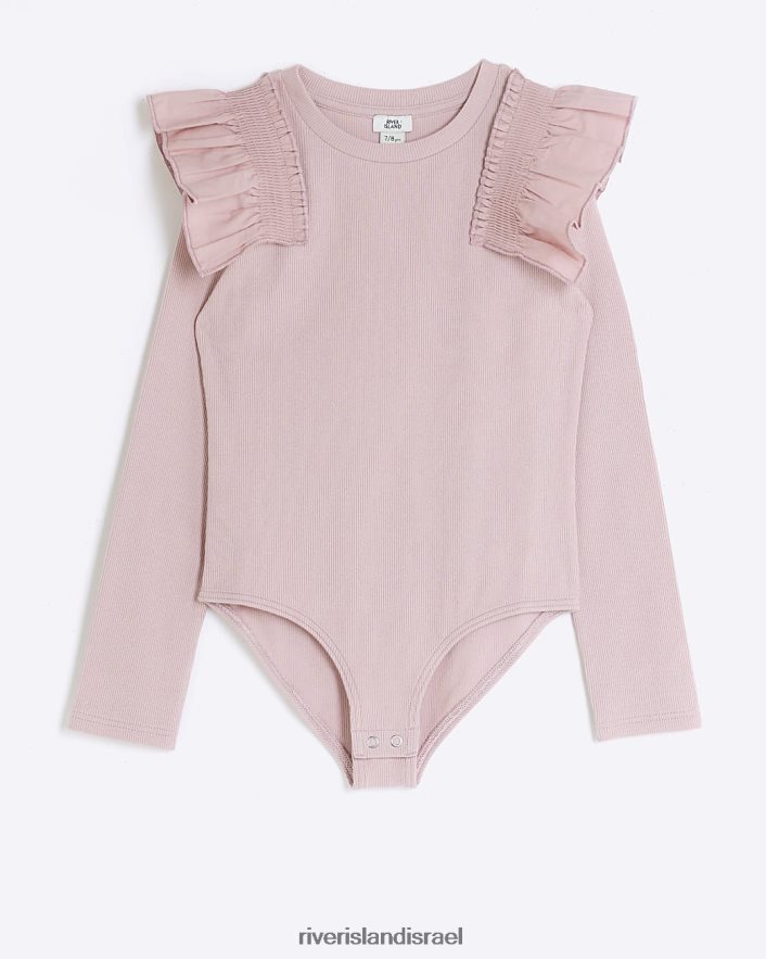 לבוש River Island g בגד גוף עם שרוולים ארוכים עם צלעות וָרוֹד בנות BDZ4083181