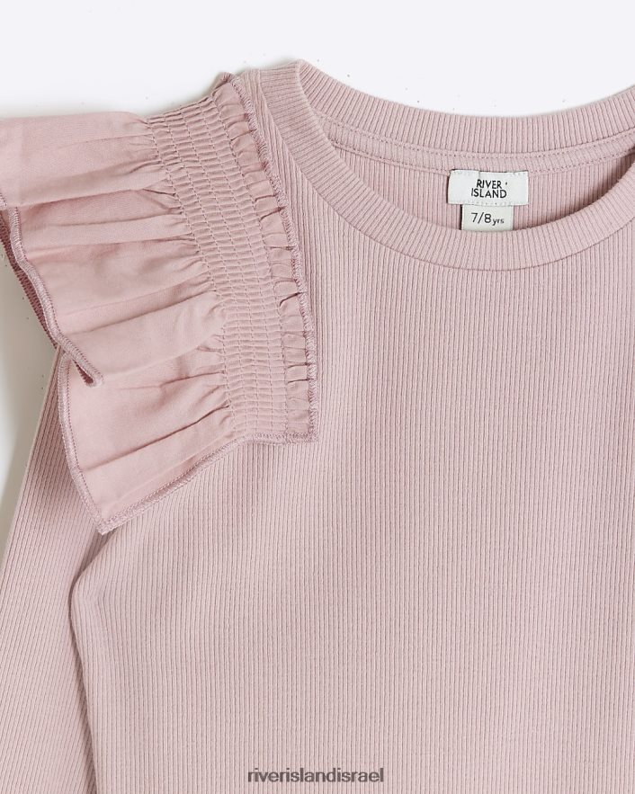 לבוש River Island g בגד גוף עם שרוולים ארוכים עם צלעות וָרוֹד בנות BDZ4083181