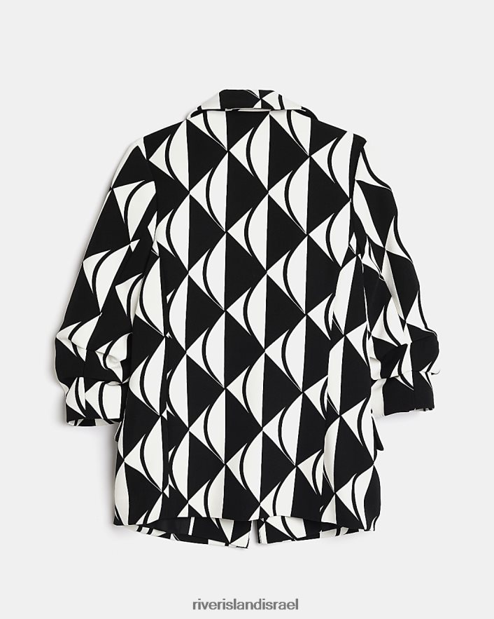 לבוש River Island g בלייזר שרוולים משופשפים מונוכרום שָׁחוֹר בנות BDZ4083216