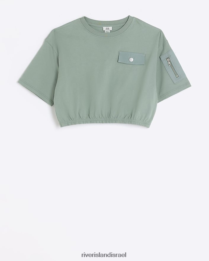 לבוש River Island g חולצת טריקו קרופ אלסטית חָקִי בנות BDZ4083261
