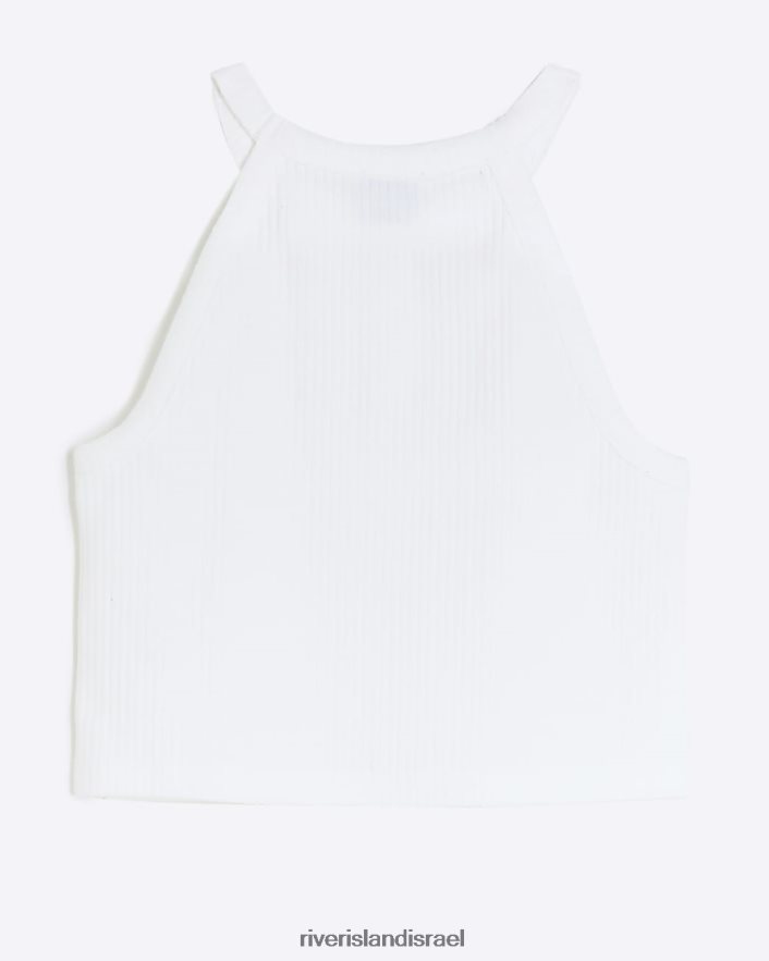 לבוש River Island g טופ מצולע עם צווארון קולר לבן בנות BDZ4083264