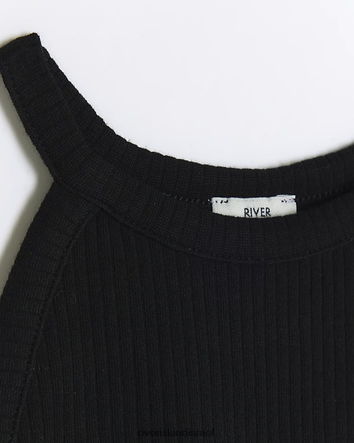 לבוש River Island g טופ מצולע עם צווארון קולר שָׁחוֹר בנות BDZ4083265