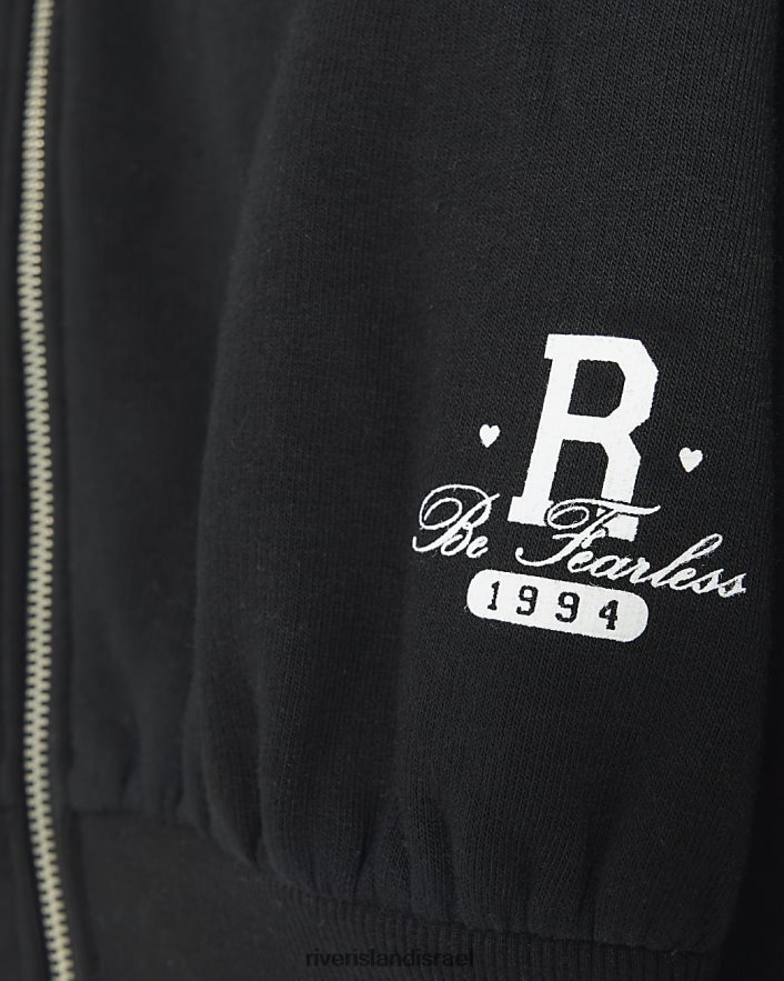 לבוש River Island g קפוצ'ון רוכסן שָׁחוֹר בנות BDZ4083289