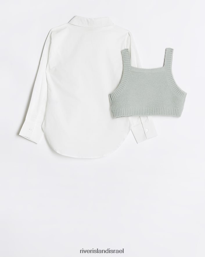 לבוש River Island g סריג היברידי חולצה וחולצה ירוק בנות BDZ4083306