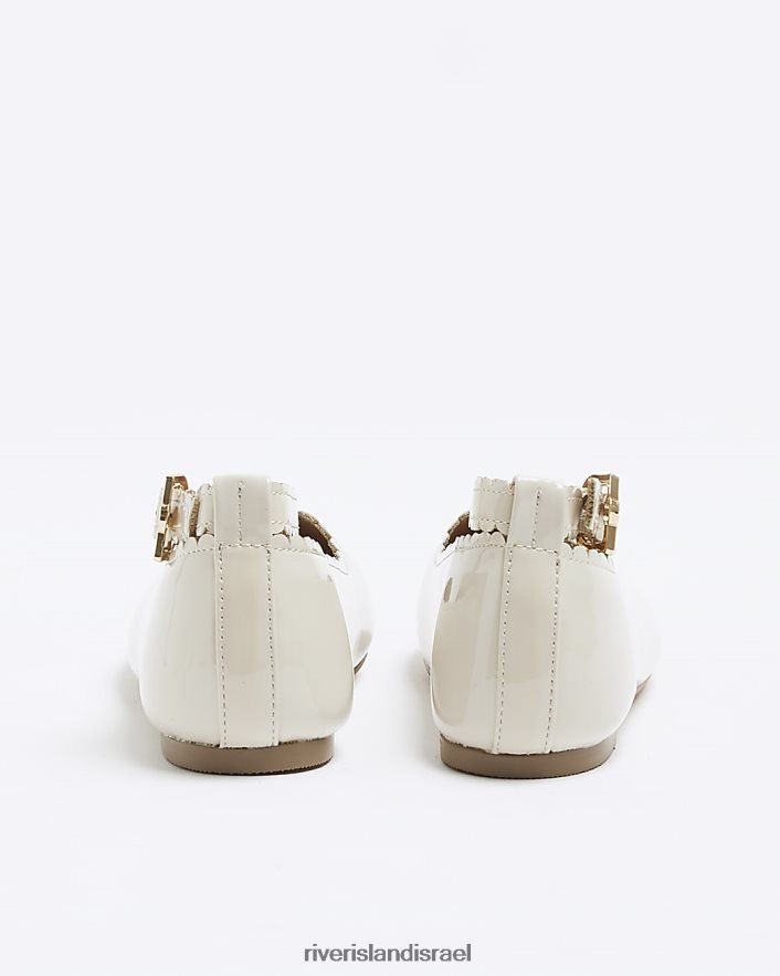 הַנעָלָה River Island g פטנט נעלי בלרינה סקאלופ קרם בנות BDZ4083314