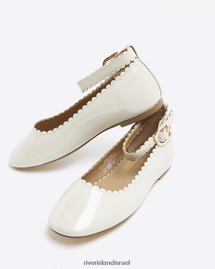 הַנעָלָה River Island g פטנט נעלי בלרינה סקאלופ קרם בנות BDZ4083314