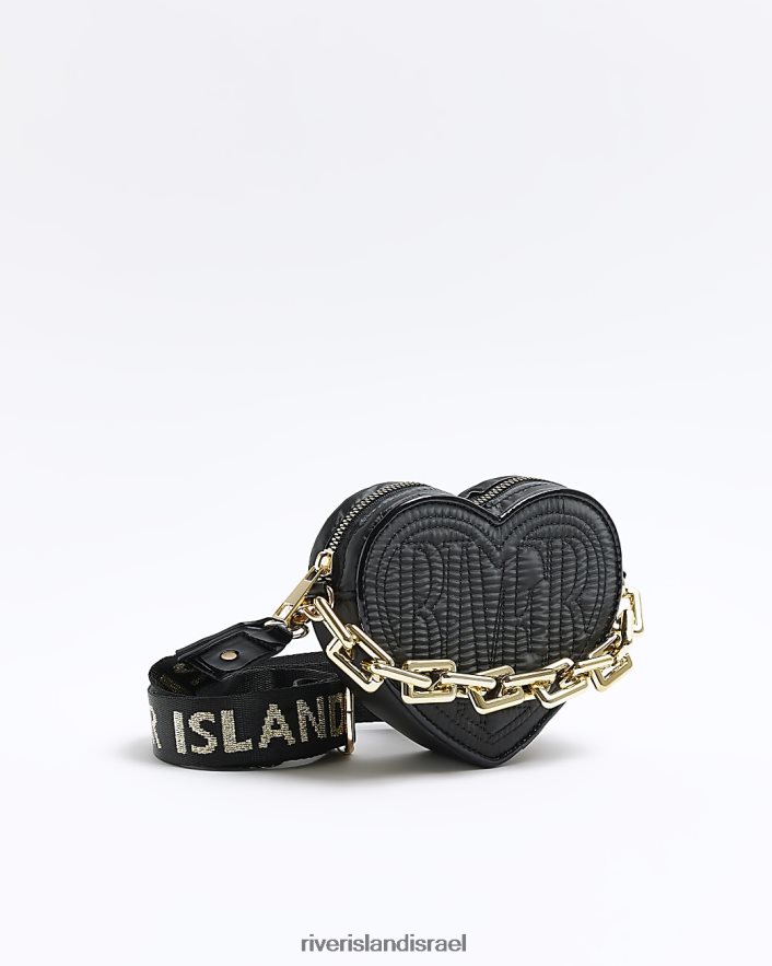 אביזרים River Island g ניילון לב קרוס גוף תיק שָׁחוֹר בנות BDZ4083317