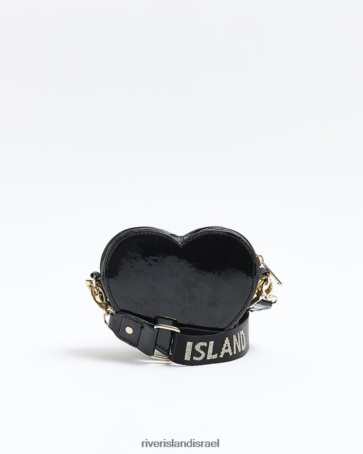 אביזרים River Island g ניילון לב קרוס גוף תיק שָׁחוֹר בנות BDZ4083317