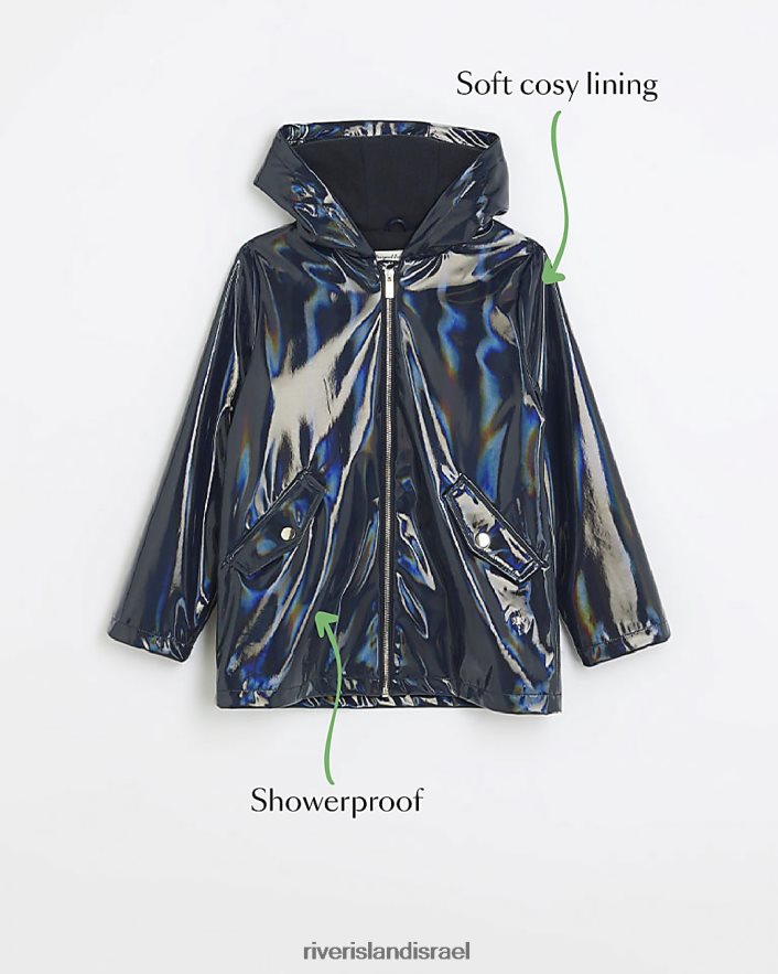 לבוש River Island g מעיל גשם עם רוכסן ברדס חיל הים בנות BDZ4083359