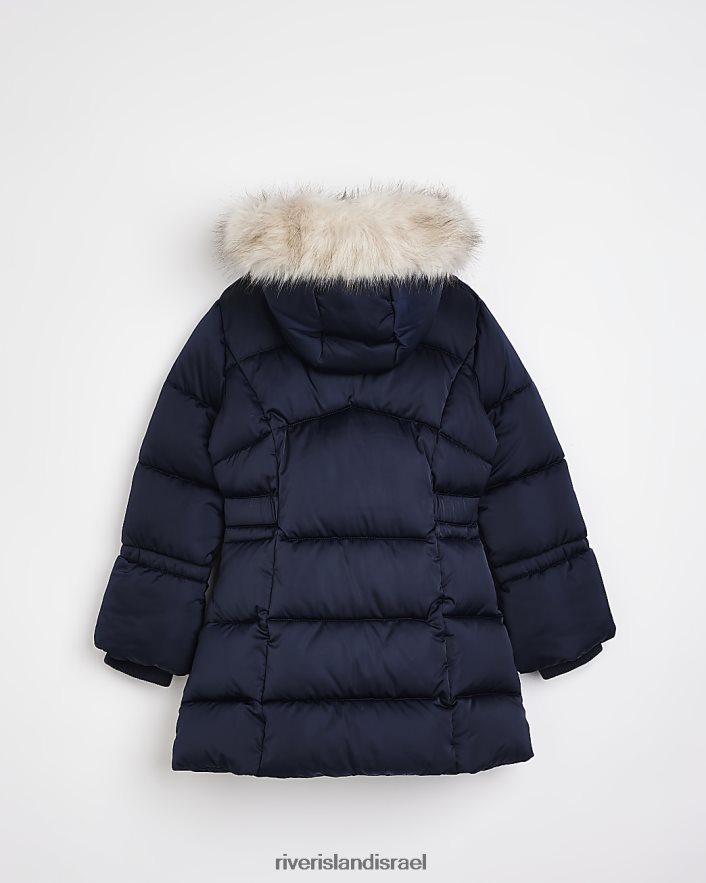 לבוש River Island g מעיל פחזנית חגורה חיל הים בנות BDZ4083384