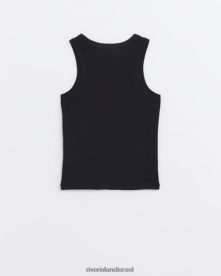 לבוש River Island g גופייה מצולעת בקו ארוך שָׁחוֹר בנות BDZ4083397