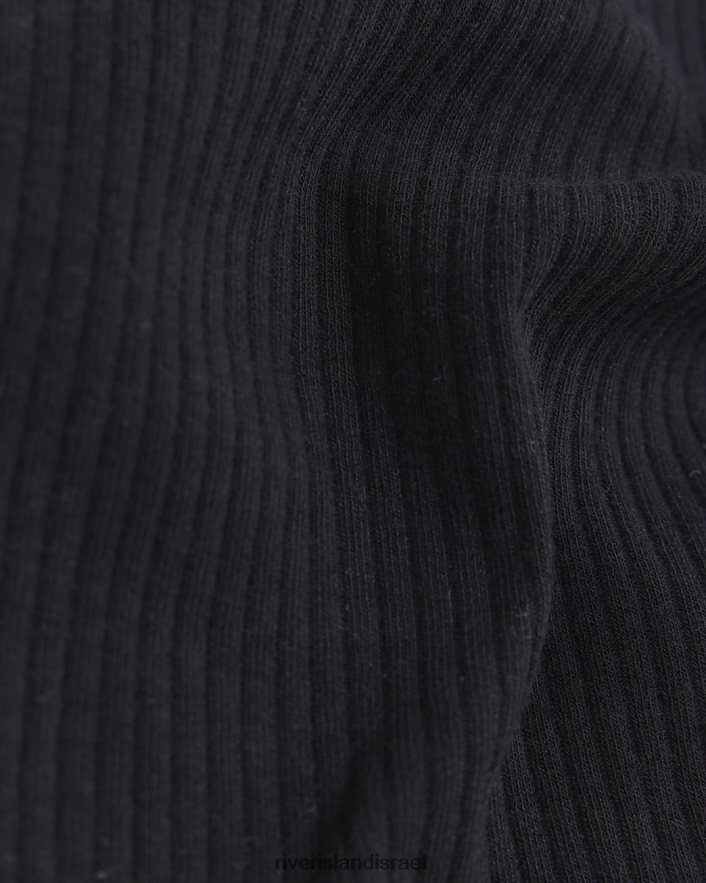 לבוש River Island g גופייה מצולעת בקו ארוך שָׁחוֹר בנות BDZ4083397